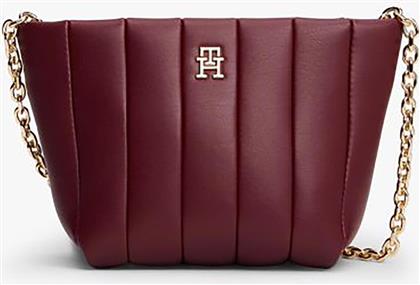 ΓΥΝΑΙΚΕΙΑ ΤΣΑΝΤΑ ΩΜΟΥ/CROSSBODY ΜΕ ΜΕΤΑΛΛΙΚΟ ΜΟΝΟΓΡΑΜΜΑ ''GRACE'' - AW0AW17690 ΜΠΟΡΝΤΟ TOMMY HILFIGER