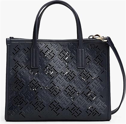 ΓΥΝΑΙΚΕΙΑ ΤΣΑΝΤΑ TOTE ΜΕ ΔΙΑΤΡΗΤΟ ΣΧΕΔΙΟ ''THE CITY'' - AW0AW17500 ΣΚΟΥΡΟ ΜΠΛΕ TOMMY HILFIGER