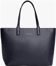 ΓΥΝΑΙΚΕΙΑ ΤΣΑΝΤΑ TOTE ΜΕ ΜΕΤΑΛΛΙΚΟ ΛΟΓΟΤΥΠΟ - AW0AW17449 ΜΠΛΕ ΣΚΟΥΡΟ TOMMY HILFIGER