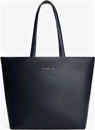 ΓΥΝΑΙΚΕΙΑ ΤΣΑΝΤΑ TOTE ΜΕ ΜΕΤΑΛΛΙΚΟ ΛΟΓΟΤΥΠΟ - AW0AW17693 ΣΚΟΥΡΟ ΜΠΛΕ TOMMY HILFIGER
