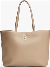 ΓΥΝΑΙΚΕΙΑ ΤΣΑΝΤΑ TOTE ΜΕ ΜΕΤΑΛΛΙΚΟ MONOGRAM ''MODERN'' - AW0AW17528 ΜΠΕΖ TOMMY HILFIGER