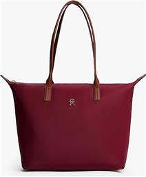 ΓΥΝΑΙΚΕΙΑ ΤΣΑΝΤΑ TOTE ΜΕ ΜΕΤΑΛΛΙΚΟ ΜΟΝΟΓΡΑΜΜΑ ''POPETTE'' - AW0AW17711 ΜΠΟΡΝΤΟ TOMMY HILFIGER