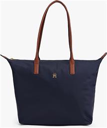 ΓΥΝΑΙΚΕΙΑ ΤΣΑΝΤΑ TOTE ΜΕ ΜΕΤΑΛΛΙΚΟ ΜΟΝΟΓΡΑΜΜΑ ''POPETTE'' - AW0AW17711 ΣΚΟΥΡΟ ΜΠΛΕ TOMMY HILFIGER
