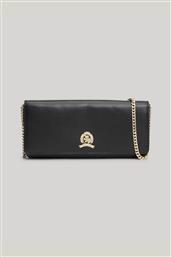 ΓΥΝΑΙΚΕΙΟ ΔΕΡΜΑΤΙΝΟ CLUTCH ΜΕ ΑΛΥΣΙΔΑ ΩΜΟΥ ΚΑΙ ΜΕΤΑΛΛΙΚΟ ΛΟΓΟΤΥΠΟ - AW0AW16595 ΜΑΥΡΟ TOMMY HILFIGER