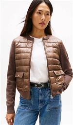 ΓΥΝΑΙΚΕΙΟ JACKET ΜΕ ΣΥΝΔΥΑΣΜΟ ΥΦΑΣΜΑΤΩΝ ΚΑΙ LOGO PATCH REGULAR FIT - WW0WW46741 ΚΑΦΕ TOMMY HILFIGER