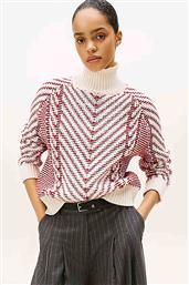 ΓΥΝΑΙΚΕΙΟ ΜΑΛΛΙΝΟ ΠΟΥΛΟΒΕΡ ΜΕ ΣΧΕΔΙΟ ΣΤΗΝ ΠΛΕΞΗ RELAXED FIT - WW0WW46410 ΚΟΚΚΙΝΟ TOMMY HILFIGER