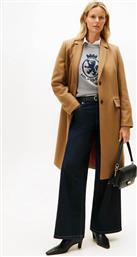 ΓΥΝΑΙΚΕΙΟ ΠΑΛΤΟ ΜΟΝΟΧΡΩΜΟ REGULAR FIT - WW0WW46547 ΚΑΦΕ ΑΝΟΙΧΤΟ TOMMY HILFIGER