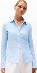 ΓΥΝΑΙΚΕΙΟ ΠΙΚΕ ΠΟΥΚΑΜΙΣΟ ΜΕ ΡΙΓΕ ΣΧΕΔΙΟ ΚΑΙ ΛΟΓΟΤΥΠΟ SIM FIT - WW0WW43528 ΜΠΛΕ ΑΝΟΙΧΤΟ TOMMY HILFIGER