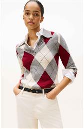 ΓΥΝΑΙΚΕΙΟ ΠΛΕΚΤΟ ΠΟΥΛΟΒΕΡ ΠΟΛΟ ΜΕ ΚΑΡΟ ΣΧΕΔΙΟ SLIM FIT - WW0WW48393 ΓΚΡΙ ΑΝΟΙΧΤΟ TOMMY HILFIGER