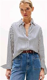 ΓΥΝΑΙΚΕΙΟ ΠΟΥΚΑΜΙΣΟ ΜΕ ΡΙΓΕ ΣΧΕΔΙΟ RELAXED FIT - WW0WW45888 ΜΠΛΕ ΣΚΟΥΡΟ TOMMY HILFIGER