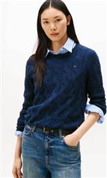 ΓΥΝΑΙΚΕΙΟ ΠΟΥΛΟΒΕΡ ΜΕ CABLE KNIT PATTERN REGULAR FIT - WW0WW43586 ΜΠΛΕ ΣΚΟΥΡΟ TOMMY HILFIGER