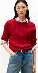 ΓΥΝΑΙΚΕΙΟ ΠΟΥΛΟΒΕΡ ΜΕ CABLE KNIT PATTERN REGULAR FIT - WW0WW43586 ΚΟΚΚΙΝΟ TOMMY HILFIGER