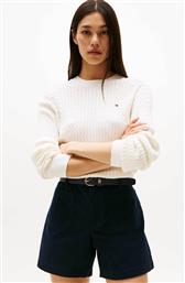 ΓΥΝΑΙΚΕΙΟ ΠΟΥΛΟΒΕΡ ΜΕ ΣΧΕΔΙΟ ΣΤΗΝ ΠΛΕΞΗ REGULAR FIT - WW0WW44993 ΛΕΥΚΟ TOMMY HILFIGER