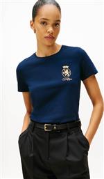 ΓΥΝΑΙΚΕΙΟ T-SHIRT ΜΟΝΟΧΡΩΜΟ ΜΕ ΛΟΓΟΤΥΠΟ REGULAR FIT - WW0WW46153 ΜΠΛΕ ΣΚΟΥΡΟ TOMMY HILFIGER