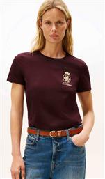 ΓΥΝΑΙΚΕΙΟ T-SHIRT ΜΟΝΟΧΡΩΜΟ ΜΕ ΛΟΓΟΤΥΠΟ REGULAR FIT - WW0WW46153 ΜΠΟΡΝΤΟ TOMMY HILFIGER