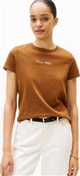 ΓΥΝΑΙΚΕΙΟ T-SHIRT ΜΟΝΟΧΡΩΜΟ ΜΕ ΛΟΓΟΤΥΠΟ REGULAR FIT - WW0WW47460 ΚΑΦΕ TOMMY HILFIGER