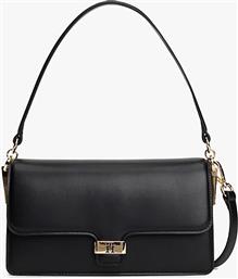 GUESS ΓΥΝΑΙΚΕΙΑ ΤΣΑΝΤΑ ΧΕΙΡΟΣ/CROSSBODY ΜΕ ΜΕΤΑΛΛΙΚΟ MONOGRAM ''HERITAGE'' - AW0AW18029 ΜΑΥΡΟ TOMMY HILFIGER