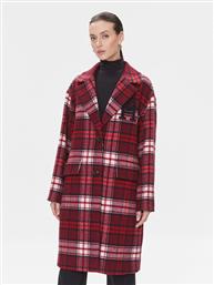 ΜΑΛΛΙΝΟ ΠΑΛΤΟ IMD TARTAN WW0WW39761 ΚΟΚΚΙΝΟ RELAXED FIT TOMMY HILFIGER