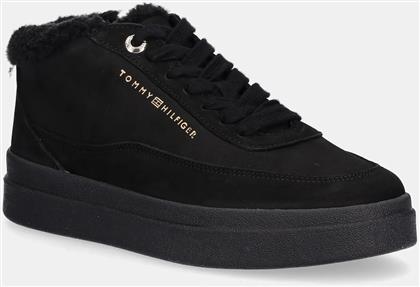 NUBUCK SNEAKERS MODERN COURT SNEAKER MC WL ΧΡΩΜΑ: ΜΑΥΡΟ, FW0FW09000 TOMMY HILFIGER