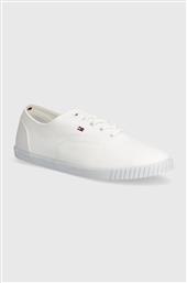ΠΑΝΙΝΑ ΠΑΠΟΥΤΣΙΑ CANVAS LACE UP SNEAKER ΧΡΩΜΑ: ΑΣΠΡΟ, FW0FW07805 TOMMY HILFIGER