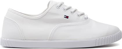 ΠΑΝΙΝΑ ΠΑΠΟΥΤΣΙΑ CANVAS LACE UP SNEAKER FW0FW07805 ΛΕΥΚΟ TOMMY HILFIGER