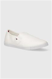 ΠΑΝΙΝΑ ΠΑΠΟΥΤΣΙΑ CANVAS SLIP-ON SNEAKER ΧΡΩΜΑ: ΑΣΠΡΟ, FW0FW07806 TOMMY HILFIGER