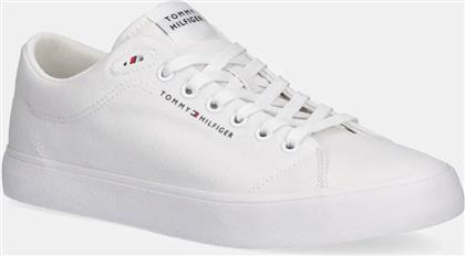 ΠΑΝΙΝΑ ΠΑΠΟΥΤΣΙΑ TH HI VULC LOW CORE CANVAS ΧΡΩΜΑ: ΑΣΠΡΟ, FM0FM05396 TOMMY HILFIGER