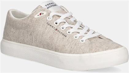 ΠΑΝΙΝΑ ΠΑΠΟΥΤΣΙΑ TH HI VULC LOW CORE CHAMBRAY ΧΡΩΜΑ: ΜΠΕΖ, FM0FM05389 TOMMY HILFIGER