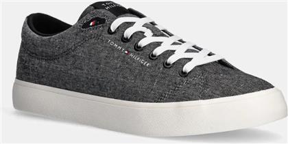 ΠΑΝΙΝΑ ΠΑΠΟΥΤΣΙΑ TH HI VULC LOW CORE CHAMBRAY ΧΡΩΜΑ: ΜΑΥΡΟ, FM0FM05389 TOMMY HILFIGER