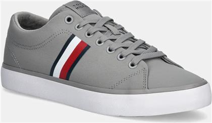 ΠΑΝΙΝΑ ΠΑΠΟΥΤΣΙΑ TH HI VULC LOW CORE STRIPES MESH ΧΡΩΜΑ: ΓΚΡΙ, FM0FM05393 TOMMY HILFIGER