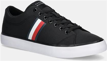 ΠΑΝΙΝΑ ΠΑΠΟΥΤΣΙΑ TH HI VULC LOW CORE STRIPES MESH ΧΡΩΜΑ: ΜΑΥΡΟ, FM0FM05393 TOMMY HILFIGER