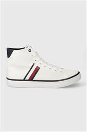 ΠΑΝΙΝΑ ΠΑΠΟΥΤΣΙΑ TH HI VULC STRIPES MESH ΧΡΩΜΑ: ΑΣΠΡΟ, FM0FM04948 TOMMY HILFIGER