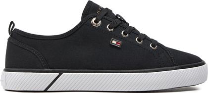 ΠΑΝΙΝΑ ΠΑΠΟΥΤΣΙΑ VULC CANVAS SNEAKER FW0FW08063 ΜΑΥΡΟ TOMMY HILFIGER