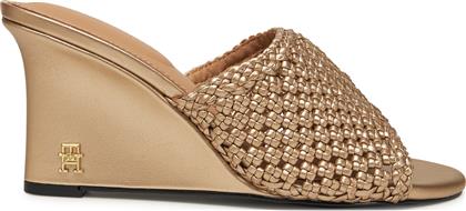 ΠΑΝΤΟΦΛΕΣ CROCHET METALLIC LTHR WEDGE MULE FW0FW08812 ΧΡΥΣΟ TOMMY HILFIGER