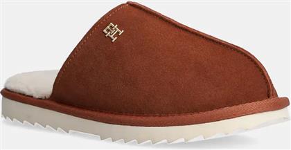 ΠΑΝΤΟΦΛΕΣ TH ELEVATED COMFORT HOME SLIPPER ΧΡΩΜΑ: ΚΑΦΕ, FW0FW08396 TOMMY HILFIGER