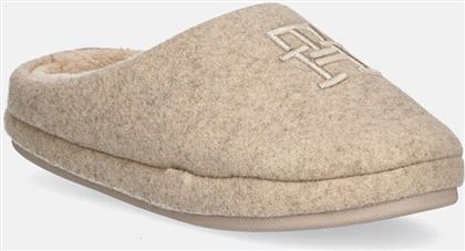 ΠΑΝΤΟΦΛΕΣ TH EMBROIDERED BASICS SLIPPER ΧΡΩΜΑ: ΜΠΕΖ, FW0FW08135 TOMMY HILFIGER