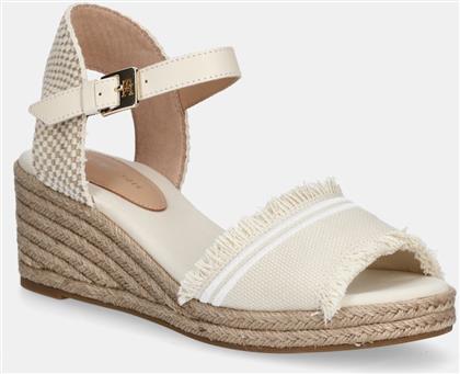 ΠΕΔΙΛΑ FRINGE CANVAS MEDIUM WEDGE ΧΡΩΜΑ: ΜΠΕΖ, FW0FW08879 TOMMY HILFIGER