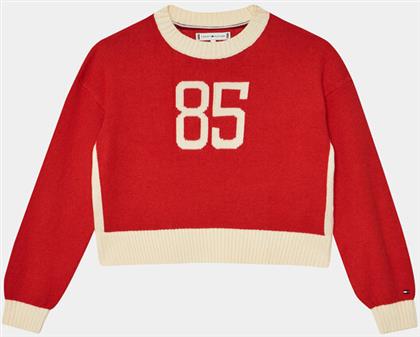 ΠΟΥΛΟΒΕΡ 85 VARSITY SWEATER KG0KG07770 ΚΟΚΚΙΝΟ REGULAR FIT TOMMY HILFIGER