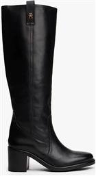 RIDING LTHR LONG BOOT BLOCK HEEL TOMMY HILFIGER
