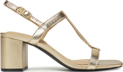 ΣΑΝΔΑΛΙΑ LEATHER BLOCK HEEL SANDAL METAL FW0FW08590 ΧΡΥΣΟ TOMMY HILFIGER από το EPAPOUTSIA