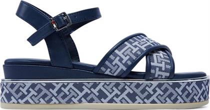 ΣΑΝΔΑΛΙΑ LOGO OLL OVER PLATFORM SANDAL T3A2-33256-0325 M ΣΚΟΥΡΟ ΜΠΛΕ TOMMY HILFIGER