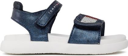 ΣΑΝΔΑΛΙΑ STRASS HEART VELCRO SANDAL T1A2-32752-1367 S ΣΚΟΥΡΟ ΜΠΛΕ TOMMY HILFIGER