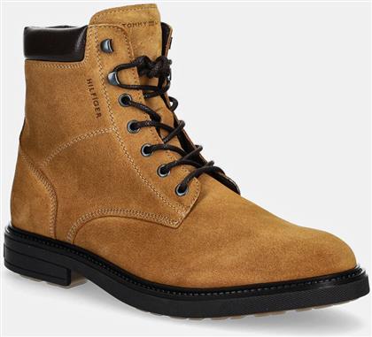 ΣΟΥΕΝΤ ΜΠΟΤΑΚΙΑ HILFIGER OUTDOOR SUEDE BOOT ΧΡΩΜΑ: ΚΑΦΕ, FM0FM05193 TOMMY HILFIGER