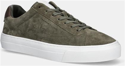 ΣΟΥΕΤ ΑΘΛΗΤΙΚΑ ΠΑΠΟΥΤΣΙΑ PREMIUM DRESS CUPSOLE SUEDE ΧΡΩΜΑ: ΠΡΑΣΙΝΟ, FM0FM05573 TOMMY HILFIGER