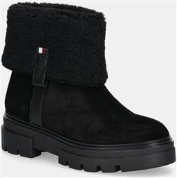 ΣΟΥΕΤ ΜΠΟΤΕΣ FAUX FUR SUEDE ROLL-DOWN BOOT ΧΡΩΜΑ: ΜΑΥΡΟ, FW0FW08158 TOMMY HILFIGER