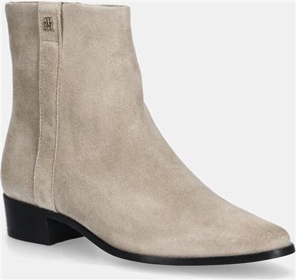 ΣΟΥΕΤ ΜΠΟΤΕΣ TH SUEDE POINTY ZIP BOOTIE ΓΥΝΑΙΚΕΙΕΣ, ΧΡΩΜΑ: ΜΠΕΖ, FW0FW08981 TOMMY HILFIGER