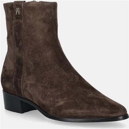 ΣΟΥΕΤ ΜΠΟΤΕΣ TH SUEDE POINTY ZIP BOOTIE ΓΥΝΑΙΚΕΙΕΣ, ΧΡΩΜΑ: ΚΑΦΕ, FW0FW08981 TOMMY HILFIGER