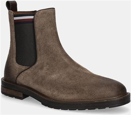 ΣΟΥΕΤ ΜΠΟΤΕΣ ΤΣΕΛΣΙ CLEATED HILFIGER SUEDE CHELSEA ΧΡΩΜΑ: ΚΑΦΕ, FM0FM05560 TOMMY HILFIGER