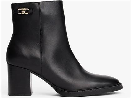 STACKED HEEL LEATHER ANKLE BOOT TOMMY HILFIGER