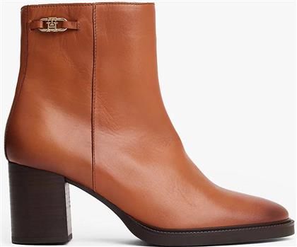 STACKED HEEL LEATHER ANKLE BOOT TOMMY HILFIGER